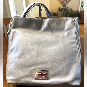Juicy Couture Los Angeles Women's Grey Leather Shoulder Double Zip Tote Bag